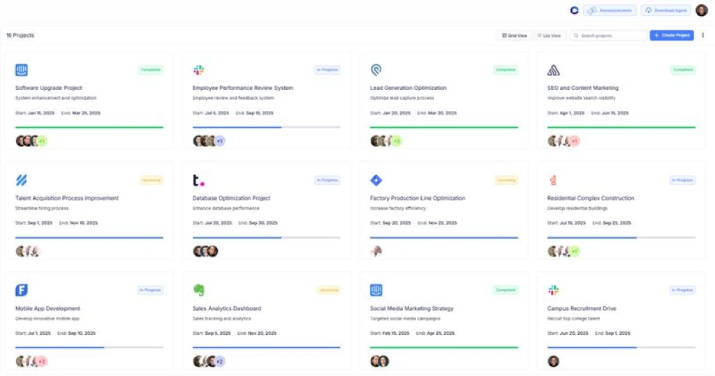 create projects dashboard